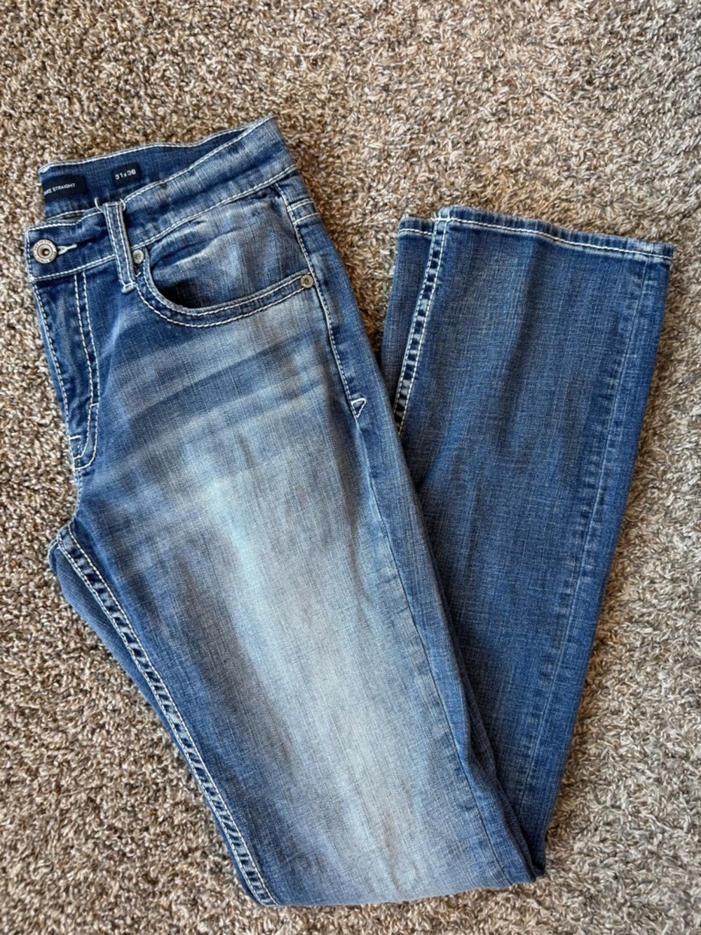 BKE Men’s Straight Leg Jeans in Medium Blue Wash 31x36